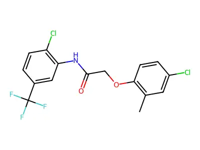 2'-Chloro-2-(4-chloro-2-methylphenoxy)-5'-(trifluoromethyl)acetanilide structure