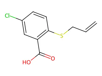 Benzoic acid, 5-chloro-2-(2-propenylthio)- structure