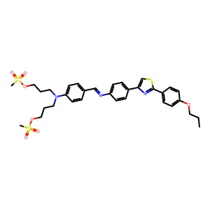 3-[N-(3-methylsulfonyloxypropyl)-4-[[4-[2-(4-propoxyphenyl)-1,3-thiazol-4-yl]phenyl]iminomethyl]anilino]propyl methanesulfonate structure