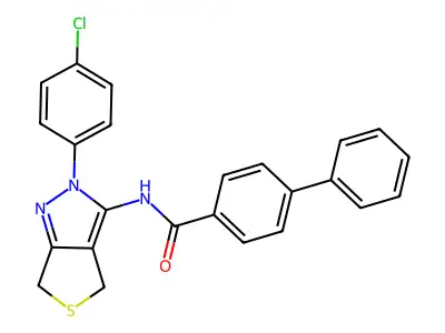N-[2-(4-chlorophenyl)-4,6-dihydrothieno[3,4-c]pyrazol-3-yl]-4-phenylbenzamide structure
