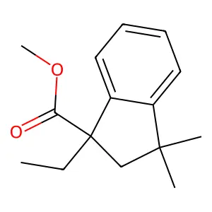 1H-Indene-1-carboxylic acid, 1-ethyl-2,3-dihydro-3,3-dimethyl-, methyl ester structure