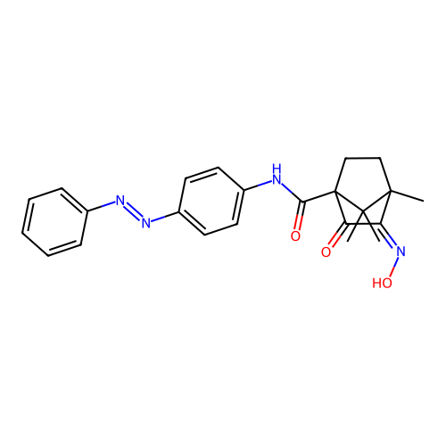 2-hydroxyimino-1,7,7-trimethyl-3-oxo-N-(4-phenyldiazenylphenyl)bicyclo[2.2.1]heptane-4-carboxamide structure