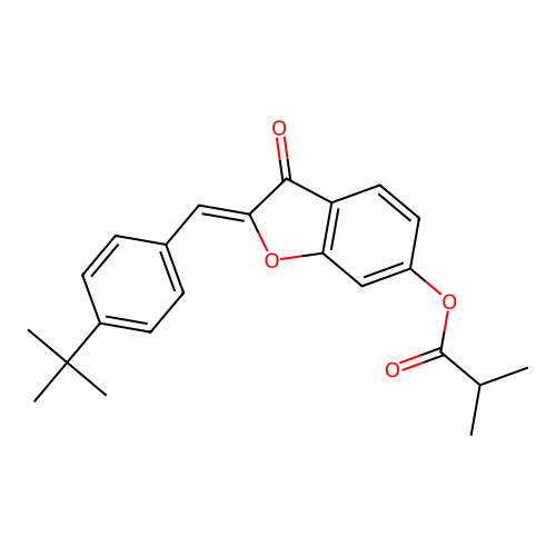 (2Z)-2-(4-tert-butylbenzylidene)-3-oxo-2,3-dihydro-1-benzofuran-6-yl 2-methylpropanoate structure