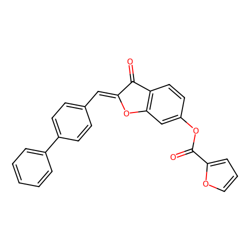 3-Oxo-2-[(4-phenylphenyl)methylene]benzo[3,4-b]furan-6-yl furan-2-carboxylate structure