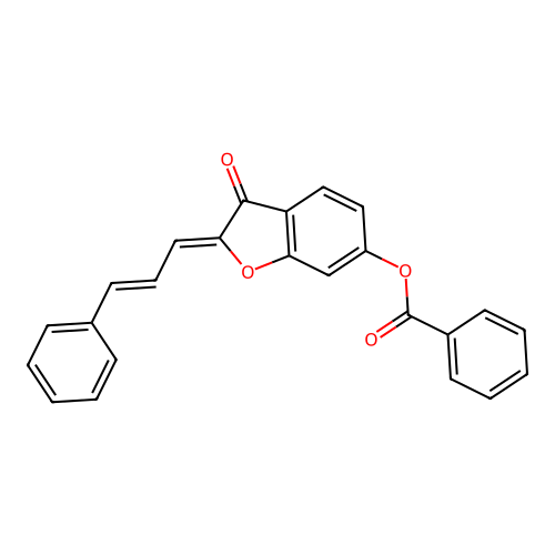2-((2E)-3-phenylprop-2-enylidene)-3-oxobenzo[3,4-b]furan-6-yl benzoate structure
