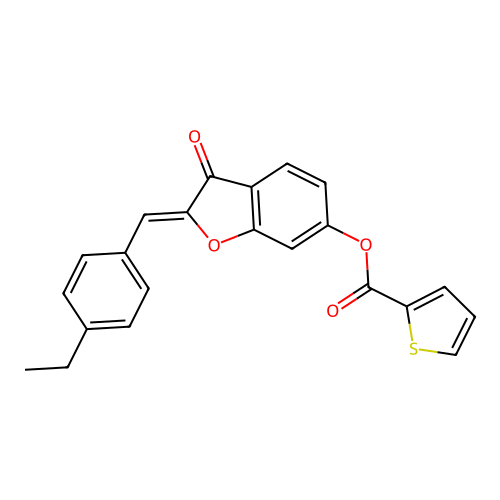 (Z)-2-(4-ethylbenzylidene)-3-oxo-2,3-dihydrobenzofuran-6-yl thiophene-2-carboxylate structure