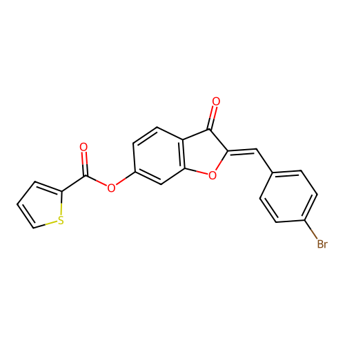 (2Z)-2-(4-bromobenzylidene)-3-oxo-2,3-dihydro-1-benzofuran-6-yl thiophene-2-carboxylate structure