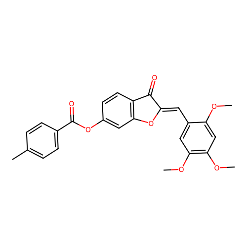 (2Z)-3-oxo-2-(2,4,5-trimethoxybenzylidene)-2,3-dihydro-1-benzofuran-6-yl 4-methylbenzoate structure
