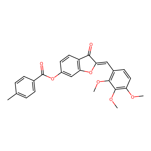 (2Z)-3-oxo-2-(2,3,4-trimethoxybenzylidene)-2,3-dihydro-1-benzofuran-6-yl 4-methylbenzoate structure