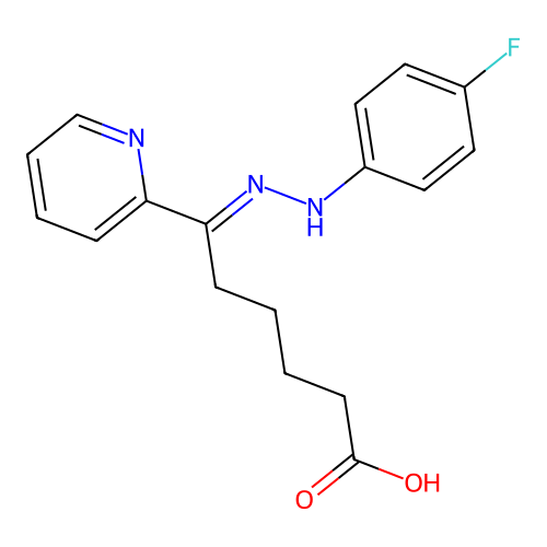 6-[(4-Fluorophenyl)hydrazinylidene]-6-pyridin-2-ylhexanoic acid structure