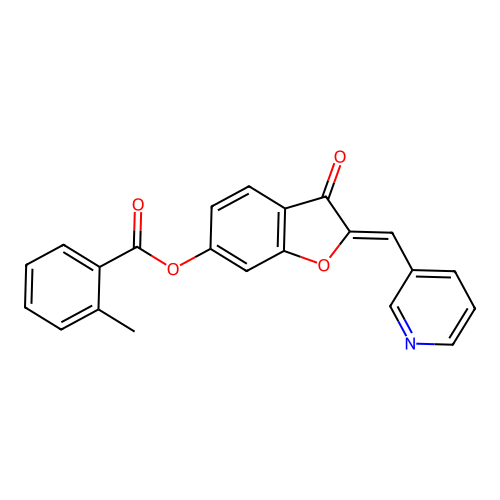(Z)-3-oxo-2-(pyridin-3-ylmethylene)-2,3-dihydrobenzofuran-6-yl 2-methylbenzoate structure