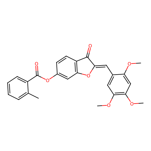 (2Z)-3-oxo-2-(2,4,5-trimethoxybenzylidene)-2,3-dihydro-1-benzofuran-6-yl 2-methylbenzoate structure