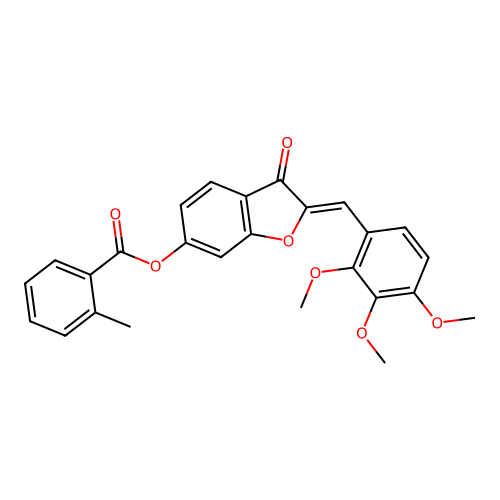 (2Z)-3-oxo-2-(2,3,4-trimethoxybenzylidene)-2,3-dihydro-1-benzofuran-6-yl 2-methylbenzoate structure