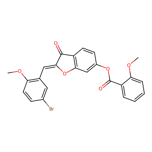(Z)-2-(5-bromo-2-methoxybenzylidene)-3-oxo-2,3-dihydrobenzofuran-6-yl 2-methoxybenzoate structure