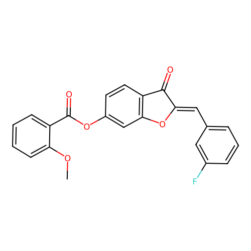 2-[(3-Fluorophenyl)methylene]-3-oxobenzo[3,4-b]furan-6-yl 2-methoxybenzoate structure