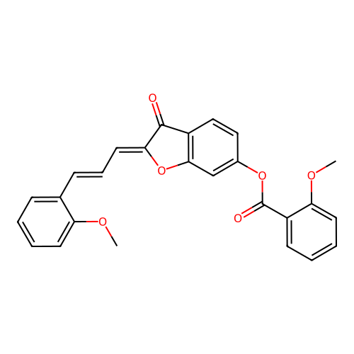 [2-[3-(2-methoxyphenyl)prop-2-enylidene]-3-oxo-benzofuran-6-yl] 2-methoxybenzoate structure
