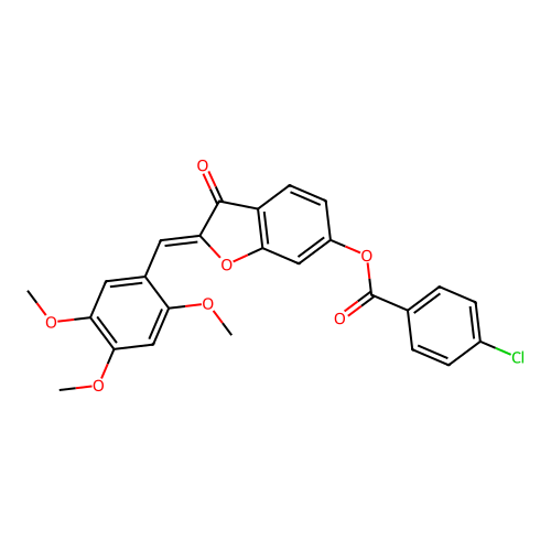 (Z)-3-oxo-2-(2,4,5-trimethoxybenzylidene)-2,3-dihydrobenzofuran-6-yl 4-chlorobenzoate structure
