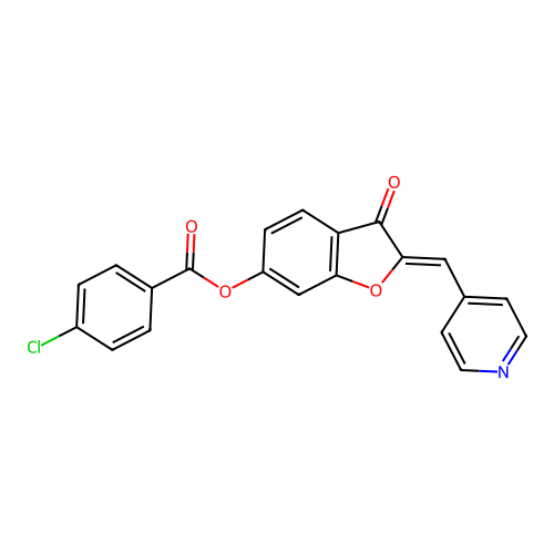 (2Z)-3-oxo-2-(pyridin-4-ylmethylidene)-2,3-dihydro-1-benzofuran-6-yl 4-chlorobenzoate structure