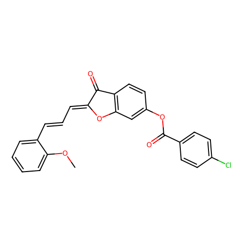 (Z)-2-((E)-3-(2-methoxyphenyl)allylidene)-3-oxo-2,3-dihydrobenzofuran-6-yl 4-chlorobenzoate structure