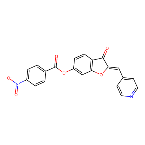 (Z)-3-oxo-2-(pyridin-4-ylmethylene)-2,3-dihydrobenzofuran-6-yl 4-nitrobenzoate structure