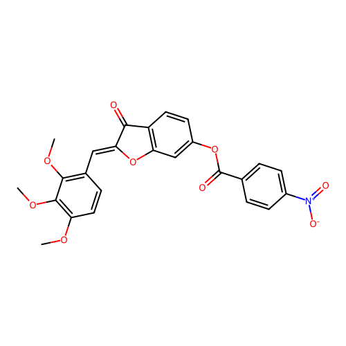 (Z)-3-oxo-2-(2,3,4-trimethoxybenzylidene)-2,3-dihydrobenzofuran-6-yl 4-nitrobenzoate structure