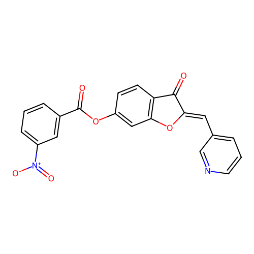 (Z)-3-oxo-2-(pyridin-3-ylmethylene)-2,3-dihydrobenzofuran-6-yl 3-nitrobenzoate structure