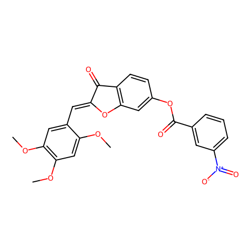 (Z)-3-oxo-2-(2,4,5-trimethoxybenzylidene)-2,3-dihydrobenzofuran-6-yl 3-nitrobenzoate structure
