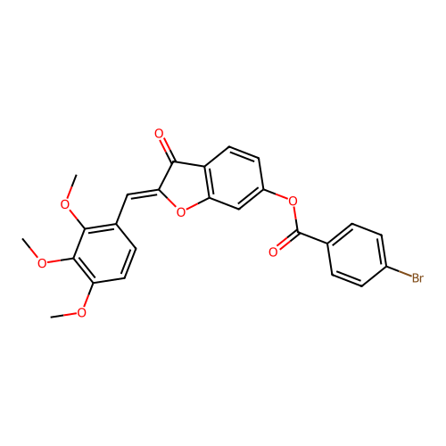 (Z)-3-oxo-2-(2,3,4-trimethoxybenzylidene)-2,3-dihydrobenzofuran-6-yl 4-bromobenzoate structure