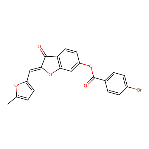 (Z)-2-((5-methylfuran-2-yl)methylene)-3-oxo-2,3-dihydrobenzofuran-6-yl 4-bromobenzoate structure