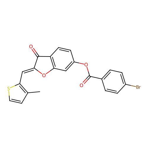 (Z)-2-((3-methylthiophen-2-yl)methylene)-3-oxo-2,3-dihydrobenzofuran-6-yl 4-bromobenzoate structure