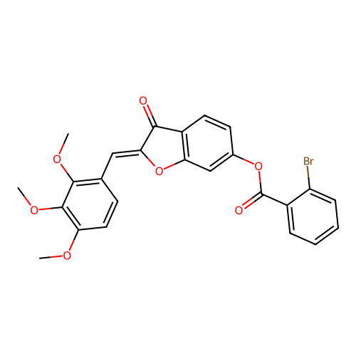 (Z)-3-oxo-2-(2,3,4-trimethoxybenzylidene)-2,3-dihydrobenzofuran-6-yl 2-bromobenzoate structure