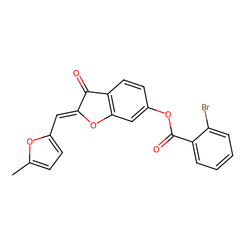(Z)-2-((5-methylfuran-2-yl)methylene)-3-oxo-2,3-dihydrobenzofuran-6-yl 2-bromobenzoate structure