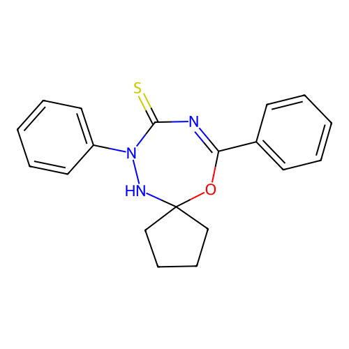 11-Oxa-6,7,9-triazaspiro[4.6]undec-9-ene-8-thione, 7,10-diphenyl- structure