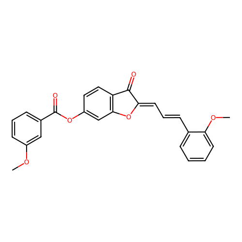 [2-[3-(2-methoxyphenyl)prop-2-enylidene]-3-oxo-benzofuran-6-yl] 3-methoxybenzoate structure