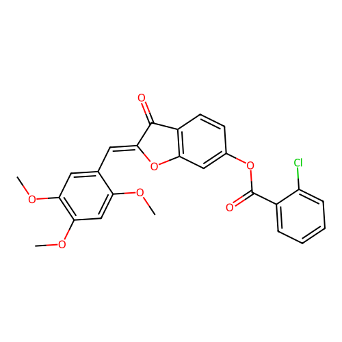 (Z)-3-oxo-2-(2,4,5-trimethoxybenzylidene)-2,3-dihydrobenzofuran-6-yl 2-chlorobenzoate structure