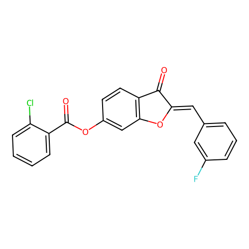 2-[(3-Fluorophenyl)methylene]-3-oxobenzo[3,4-b]furan-6-yl 2-chlorobenzoate structure