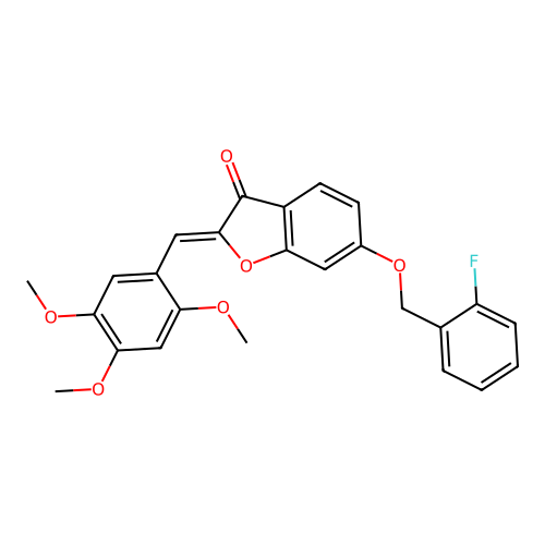(Z)-6-((2-fluorobenzyl)oxy)-2-(2,4,5-trimethoxybenzylidene)benzofuran-3(2H)-one structure