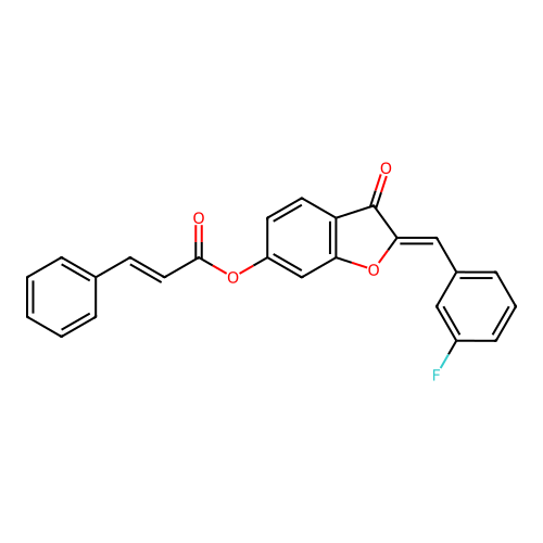 (2Z)-2-(3-fluorobenzylidene)-3-oxo-2,3-dihydro-1-benzofuran-6-yl (2E)-3-phenylprop-2-enoate structure