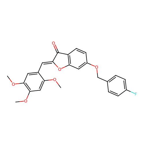 (Z)-6-((4-fluorobenzyl)oxy)-2-(2,4,5-trimethoxybenzylidene)benzofuran-3(2H)-one structure