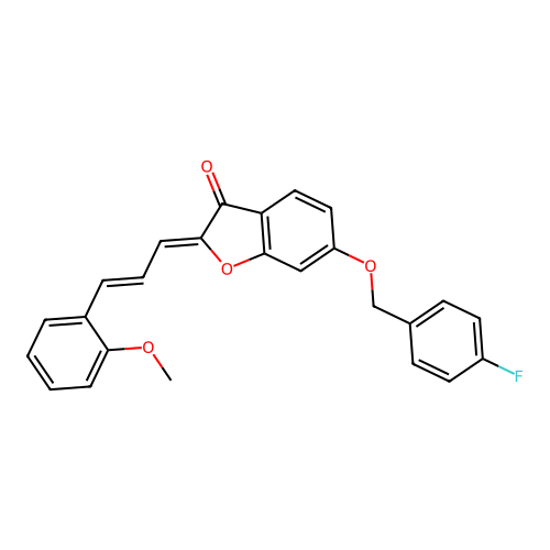 (Z)-6-((4-fluorobenzyl)oxy)-2-((E)-3-(2-methoxyphenyl)allylidene)benzofuran-3(2H)-one structure