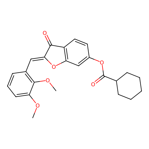 (Z)-2-(2,3-dimethoxybenzylidene)-3-oxo-2,3-dihydrobenzofuran-6-yl cyclohexanecarboxylate structure