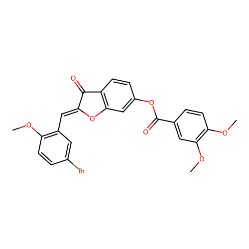 (Z)-2-(5-bromo-2-methoxybenzylidene)-3-oxo-2,3-dihydrobenzofuran-6-yl 3,4-dimethoxybenzoate structure