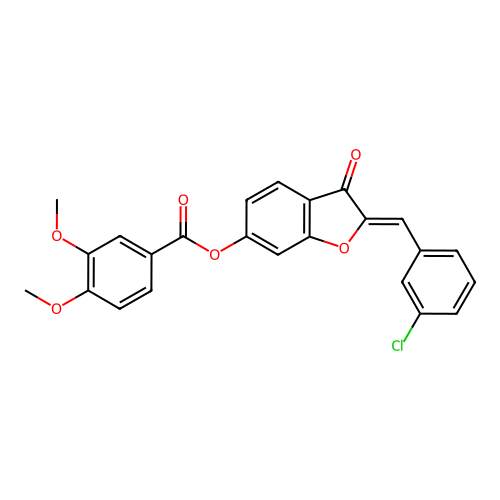 (2Z)-2-(3-chlorobenzylidene)-3-oxo-2,3-dihydro-1-benzofuran-6-yl 3,4-dimethoxybenzoate structure