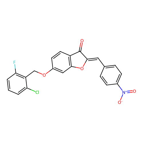 (Z)-6-((2-chloro-6-fluorobenzyl)oxy)-2-(4-nitrobenzylidene)benzofuran-3(2H)-one structure