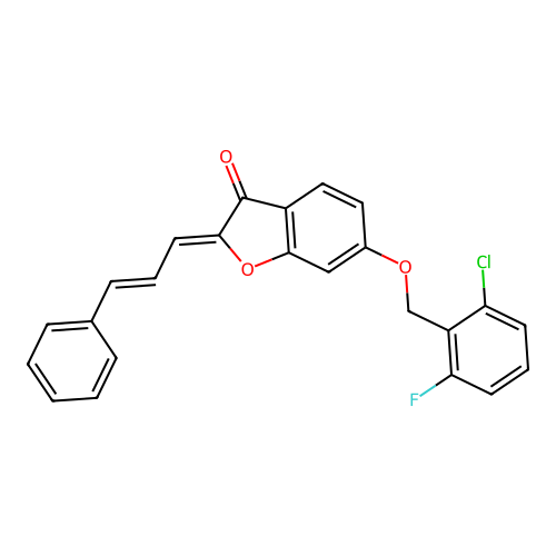 (Z)-6-((2-chloro-6-fluorobenzyl)oxy)-2-((E)-3-phenylallylidene)benzofuran-3(2H)-one structure