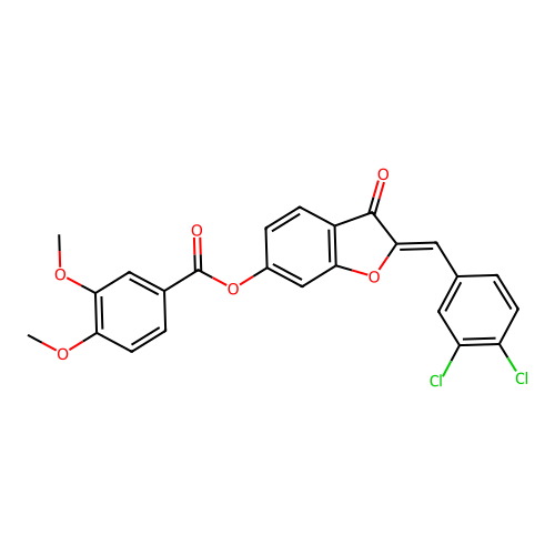 (Z)-2-(3,4-dichlorobenzylidene)-3-oxo-2,3-dihydrobenzofuran-6-yl 3,4-dimethoxybenzoate structure