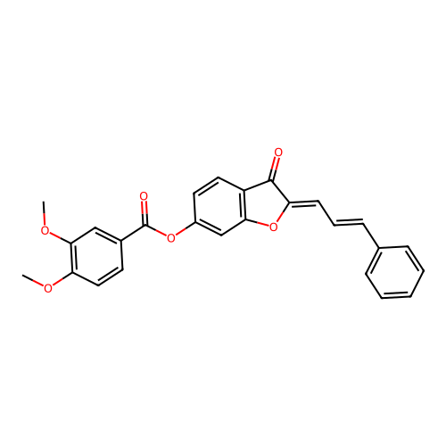 (2-cinnamylidene-3-oxo-benzofuran-6-yl) 3,4-dimethoxybenzoate structure