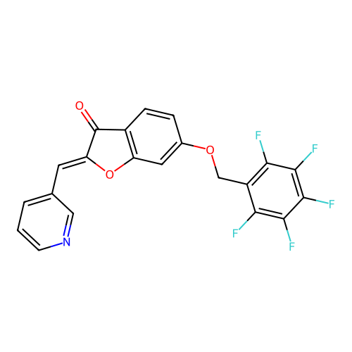 (2Z)-6-[(pentafluorobenzyl)oxy]-2-(pyridin-3-ylmethylidene)-1-benzofuran-3(2H)-one structure