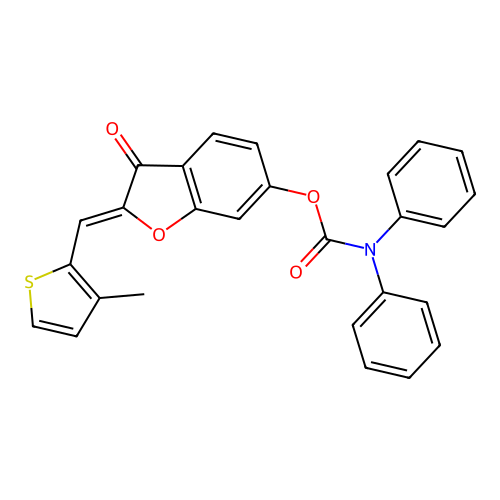 (Z)-2-((3-methylthiophen-2-yl)methylene)-3-oxo-2,3-dihydrobenzofuran-6-yl diphenylcarbamate structure
