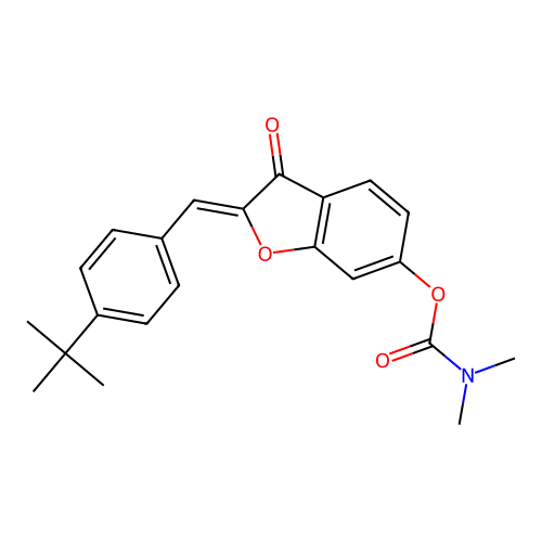(2Z)-2-(4-tert-butylbenzylidene)-3-oxo-2,3-dihydro-1-benzofuran-6-yl dimethylcarbamate structure